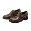 Mocasines Retro de Estilo Británico de Doble Hebilla para Mujer, Nuevo Estilo Otoño e Invierno 2025, Zapatos Slip-On Monk de Suela Gruesa que Aumentan la Altura