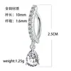 Anillo de ombligo con forma de gota de agua y incrustaciones de cobre y circonita, joya con hebilla de arco para piercing en el ombligo.
