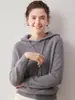 Sudadera con capucha 100% cachemira pura para mujer, otoño e invierno, corte holgado, adelgazante, suéter de punto pullover, chaqueta sudadera casual versátil