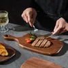 Bandeja de Madera Maciza para Bistec, Madera de Nogal Negro Norteamericano, Antibacteriana y Resistente al Moho, Tabla de Bistec Estilo Occidental, Tabla de Cortar de Madera para Pan y Preparación de Alimentos