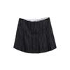 Falda de Dos Piezas Falsas Cosida Estilo Chica Caliente para Mujer, Falda Corta Bodycon Rayada de Cintura Alta para Primavera con Diseño Adelgazante y Falda Plisada
