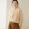 Suéter de Cachemira para Mujer Color Sólido Sudadera con Capucha de Cachemira Sudadera con Capucha Engrosada Suéter de Punto Holgado Capa Base Cachemira