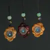 Sándalo Verde y Palo de Rosa Vaina de Loto Mantra de Seis Caracteres Trompo Colgante Cadena para Teléfono Juguete Giroscopio Creativo Colgante de Mano