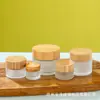 Tapa de bambú, tarro de crema de vidrio esmerilado de 5-100 g, botella portátil para crema facial, botella vacía rellenable cosmética de 30 g