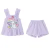 Nuevo conjunto de shorts con tirantes de verano fino y elegante, diseño de dibujos animados, adecuado para niñas jóvenes, se puede usar como pijama