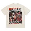 Marca Americana Retro Trendy Transfronteriza Camiseta Casual de Trapecio Volador MJ Estampada de Manga Corta Sudadera con Capucha de Cuello Redondo de Trabajo Pesado