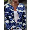Suéter Feminino Novo Outono e Inverno Europeu e Americano Elemento Animal Suéter Floral Cardigan Jaqueta Gola Redonda Top
