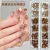 Otoño e Invierno Maillard Esmalte Mate Joyería para Uñas Lazo Color Café Caramelo Dibujos Animados Lindos Estampado de Leopardo Decoraciones para Uñas Kt