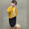 Cárdigan de Punto para Niña Otoño e Invierno Chaqueta Suéter + Ropa Interior de Manga Larga + Bombachos de Cuadros Nuevo Conjunto de Tres Piezas