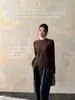 32030 # Suéter básico simple ligero de lana, amigable con la piel, cómodo, elástico, camiseta base adelgazante para mujer para usar en capas con otras prendas