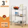 Carrinho Pequeno de Jantar de Aço Inoxidável Carrinho de Serviço para Bebidas e Panela Quente Carrinho de Empurrar à Mão Carrinho de Armazenamento para Beleza e Ventosaterapia Rack para Micro-ondas Forno de Cozinha