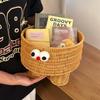 Cesta de Almacenamiento de Ratán Creativo Caja de Almacenamiento de Snacks de Escritorio para el Hogar Organizador de Artículos Varios Estante de Almacenamiento Cesta Tejida para Sala de Estar
