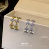 Aretes de Flor de Pedrería Francesa en Forma de C para Mujer Estilo Corte Retro Pendientes Lujo Ligero Sentido de Alta Gama Sentido de Diseño de Pendientes Nicho