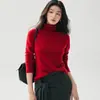 Suéter de Cachemira para Mujer con Bordes Enrollados y Cuello Superpuesto, Suéter Base de Punto Cálido Holgado de Cuello Alto para Mujer