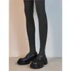 Versión de piel de vaca suela gruesa zapatos planos tipo slip-on pastel de esponja zapatos de cuero pequeños versátiles estilo británico retro tacón grueso zapatos de vestir