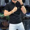 Polo de verano para hombre, nuevo, de manga corta, con solapa, corte entallado, camiseta de alta gama para hombre, camiseta de media manga con letras de moda.