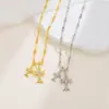 Colar Chrome Hearts Novo Estilo Europeu e Americano Mais Vendido Transfronteiriço, Duplo Cruz Vintage, Mesmo Estilo Usado por Kylie Jenner, com Inlay de Zircônia