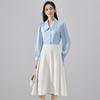 Camisa Profesional de Manga Larga Blanca con Solapa Grande de Satén, Resistente a las Arrugas, para Entrevistas, Temporada de Primavera y Otoño