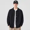 Ropa de punto con cuello polo retro americano para hombre, Otoño e Invierno, Marca de moda, Diseño de empalme deconstruido, Chaqueta de punto de color liso, Venta al por mayor