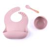 Louça Infantil de Silicone Transfronteiriça Conjunto Completo de Prato Infantil Dividido Babador Tigela para Alimentos Colher para Alimentação Copo com Canudo