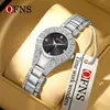 Reloj para Mujer Oufani Incrustado de Diamantes, Elegante, Retro, Personalizado, Reloj de Cuarzo con Patrón de Sol, Sencillo, Resistente al Agua, Reloj de Lujo Ligero