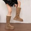 Botas de Nieve de Suela Gruesa para Mujer 2025 Nuevas de Invierno Forradas de Felpa Engrosadas Cálidas Botas de Tacón Alto Caña Alta Pequeña Botas de Algodón