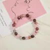 Pulsera de Cuentas Mixtas de Cuarzo Rosa Rojo para Mujer, Pulsera de Cuentas Redondas de Cristal Natural, Accesorio Versátil para el Día a Día, Lote Pequeño para el Festival Qixi Transfronterizo