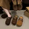 Aumento de Altura Interna Slip-On de Um Passo Fivela de Couro Biqueira Meio Chinelo Mule Belo Salto Grosso Chinelos Femininos Moda Outono 2026