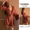 Xian Yi Chunqiu Conjunto de Ropa para el Hogar para Mujer, Falda Lencera Sexy Cómoda de Satén con Encaje y Bata Exterior 427