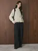 Louvre Invierno Nuevo Estilo Coreano Simple Estilo Casual Pantalones Casuales con Forro de Felpa Silueta de Pierna Ancha Pantalones Caídos para Mujer