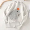 Malhas Infantis com Estampa de Animal Desenho Animado, Malhas de Lã Infantis Tamanho Médio e Grande, Malhas Grossas de Gola Alta, Tops para Meninos e Meninas