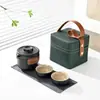 Conjunto de Chá Kiln Ru Bolsa Quadrada Pequena Portátil para Viagem Conjunto de Chá Kung Fu Presente de Bem-Estar Corporativo para Funcionários