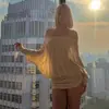 Moda Femenina Europea y Americana Transfronteriza Nuevo Estilo Amazon Holgado Sexy Estilo Puro Deseo Vestido Bodycon sin Hombros