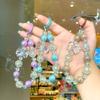 Nuevo Estilo Fresco Lazo de Mariposa Electrochapado con Cuentas Cadena para Teléfono Llavero Cadena para Colgar Bolso Accesorio Clip Trasero para Funda de Teléfono