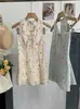 Omalai Bordado Pesado Estampado Floral Corbata Cuello en V Halter Sin Mangas Top Verano Estilo Suave Ropa para Mujer 6854