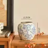Nuevo Estilo Chino Medieval Azul y Blanco Porcelana Florero Arreglo Floral Adornos Gama Alta Nicho Retro Cerámica Florero Cerámica Florero