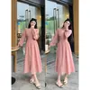 Vestido de Otoño Estilo Francés para Mujer Tallas Grandes Ligeramente Maduro Elegante Exquisito Falda de Hada Temperamento Falda Larga Línea A
