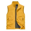 Nuevo chaleco de hombre para primavera y otoño, chaleco de trabajo sin mangas con múltiples bolsillos, chaleco para deportes al aire libre, chaqueta fina transpirable