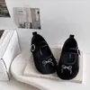 Sapatos Mary Jane de Camurça Bordados com Laço Estilo Ballet para Meninas Princesa 2026 Nova Coleção Outono/Inverno Retrô Estilosos