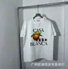 Camiseta Roja de Verano de Manga Corta con Logo Blanco de Casablanca, Marca de Moda Tendencia, Cuello Redondo, Estampado Minimalista, Redondo, Niche Casa