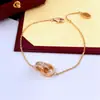 Venta Directa de Fábrica Pulsera de Doble Anillo Kajia Acero de Titanio Oro Rosa para Mujer Pulsera Sencilla de Nicho Diseño de Lujo Ligero Joyería Versátil para la Mano