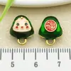 Dumpling de Arroz Verde Hecho a Mano DIY Festival del Bote del Dragón Pulsera de Dumplings Pequeños Accesorios para Colgantes de Collar Joyería con Esmalte de Aceite