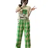 Conjunto Deportivo Casual de Verano para Niña, Camiseta de Manga Corta para Mujer, Holgado y Moderno, Conjunto de Dos Piezas Adelgazante, Exportación