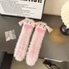 Meias de pelúcia de monstro engraçadas, feias e fofas para mulheres, outono e inverno, meias grossas quentes para o chão, meias de dormir para casa, meias de comprimento médio até a panturrilha