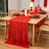 Caminho de mesa bali vermelho de Ano Novo, mesa de sobremesas para festa de casamento, toalha de mesa longa torcida, decoração com atmosfera de Natal