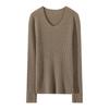Suéter de Punto Otoño e Invierno Cuello en U para Mujer Suéter de Cachemira para Mujer Cuello Bajo Ajustado Efecto Adelgazante Ajustado Suéter Básico Tejido de Cachemira Pura