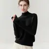 Suéter de Cashmere Feminino Baicaierong Outono/Inverno 2026 com Gola Meia Alta, Design Versátil, Tricô de Lã
