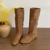 Botas Perforadas Huecas que Aumentan la Altura para Mujer Verano 2026 Estilo Coreano de Moda Botas Altas Largas Nuevas Sandalias de Vaquero Occidental