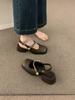 Zapatos Mary Jane franceses de alta gama con punta cuadrada pulida y tacón grueso, sandalias de mujer, zapatos retro para ir al trabajo.