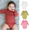 Enterizo Europeo y Americano Transfronterizo para Bebé con Cuello de Muñeca, Ropa de Manga Larga para Niños y Niñas, Body de Color Sólido Clase A con Borde de Volantes